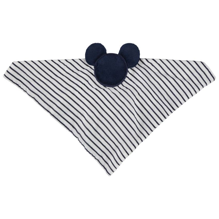 Orchestra Doudou mouchoir rayé Mickey Disney pour bébé garçon - Bleu marine - Doudous et peluches - Éveil et jeux