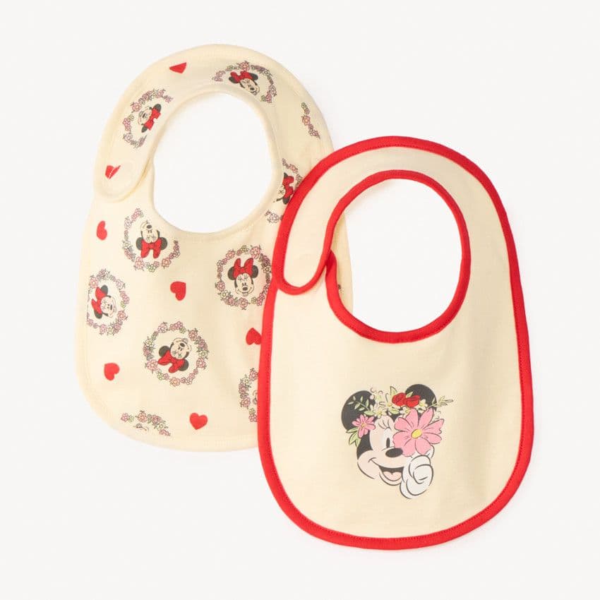 Orchestra Lot de 2 bavoirs Minnie Disney pour bébé fille - Ecru - Bavoirs - Repas