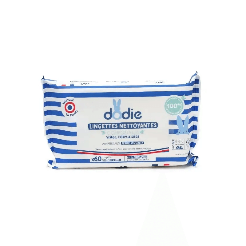 Dodie LINGETTES NETTOYANTES DERMO-APAISANTES /60 - LINGETTES NETTOYANTES DERMO-APAISANTES /60 - Accessoires bain et hygiène - Bain