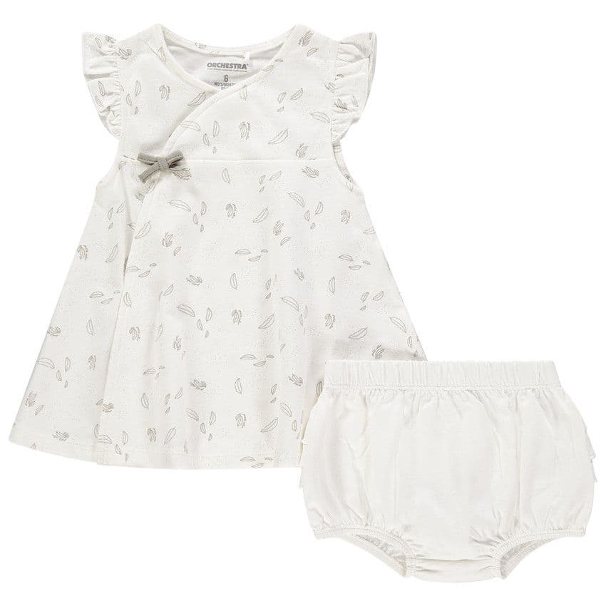 Orchestra Ensemble de cérémonie robe imprimée + bloomer pour bébé fille - Ecru - Naissance - Ensemble - Bébé fille