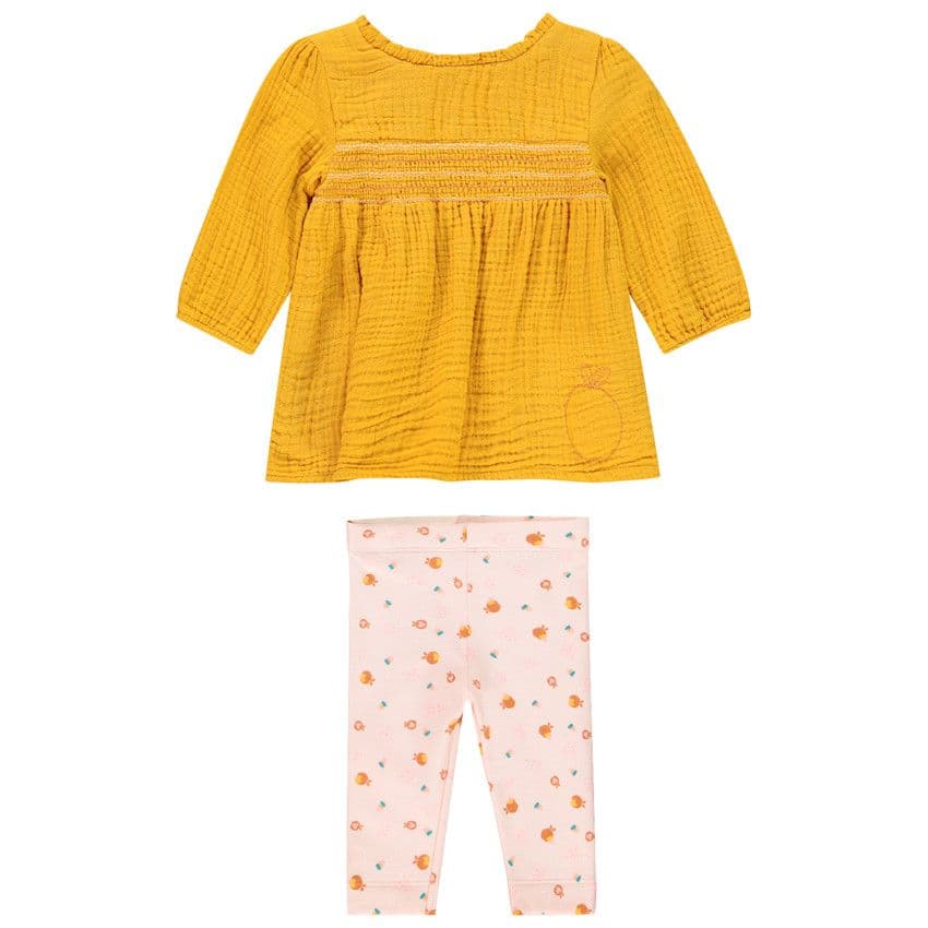 Orchestra Ensemble avec tunique en gaze de coton et legging pour bébé fille - Jaune - 1 mois - Ensemble - Bébé fille