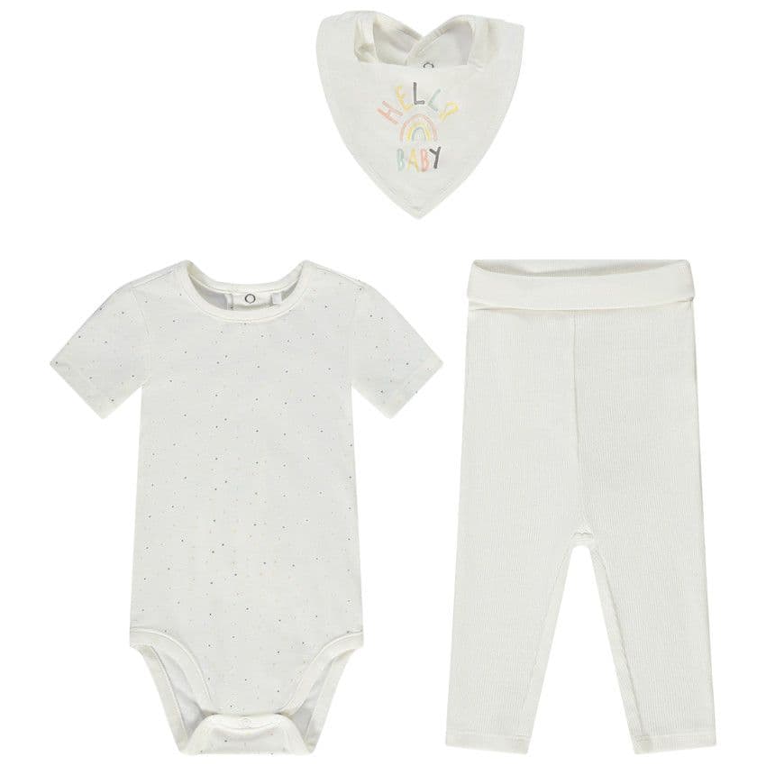 Orchestra Ensemble 3 pièces body avec bavoir bandana pour bébé - Ecru - 1 mois - Ensemble - Bébé fille