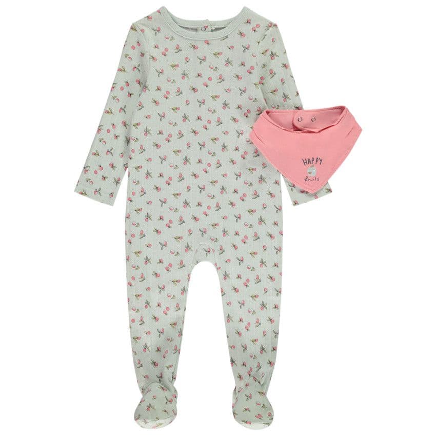 Orchestra Ensemble dors-bien imprimé + bavoir bandana pour bébé fille avec ouvertures différentes selon l'âge - Vert - 23 mois - Pyjama, dors bien - Bébé fille