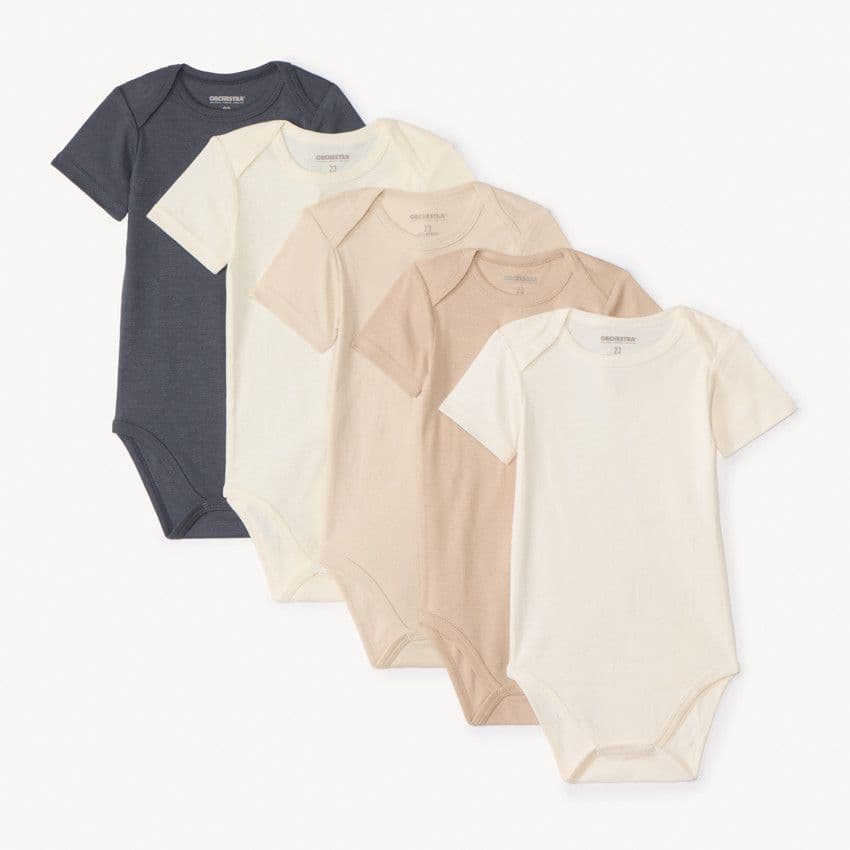 Orchestra Lot de 5 bodies manches courtes unis pour bébé - Ecru - 1 mois - Body - Bébé fille