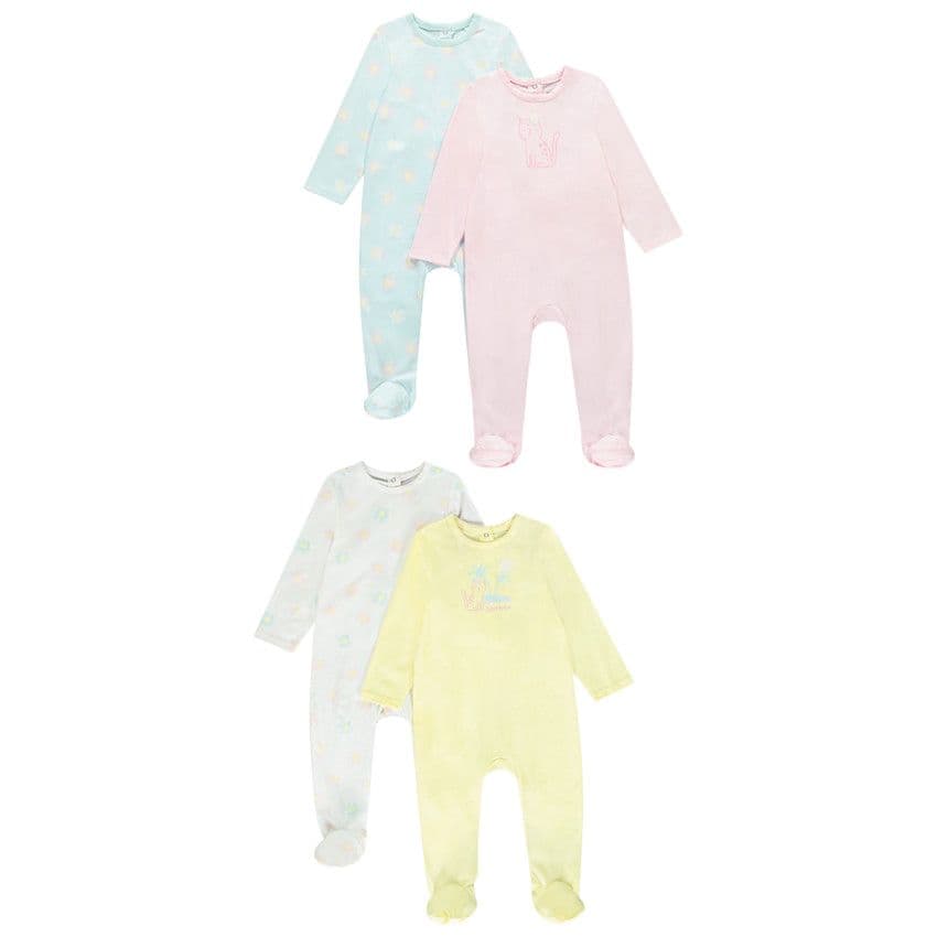 Orchestra Lot de 4 dors-bien fantaisie en jersey pour bébé fille - Blanc - 1 mois - Pyjama, dors bien - Bébé fille