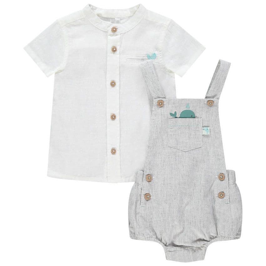 Orchestra Ensemble avec salopette courte et chemise - Ecru - Naissance - Ensemble - Bébé garçon