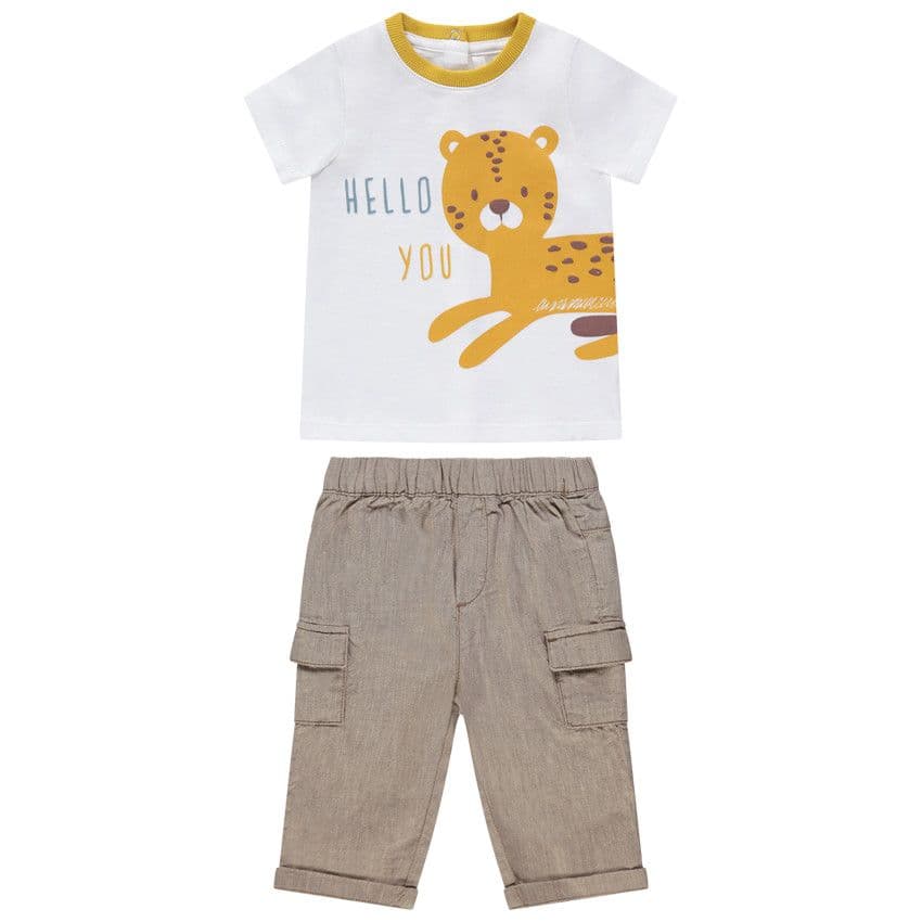Orchestra Ensemble avec t-shirt print tigre et bermuda à poches - Blanc - 1 mois - Ensemble - Bébé garçon