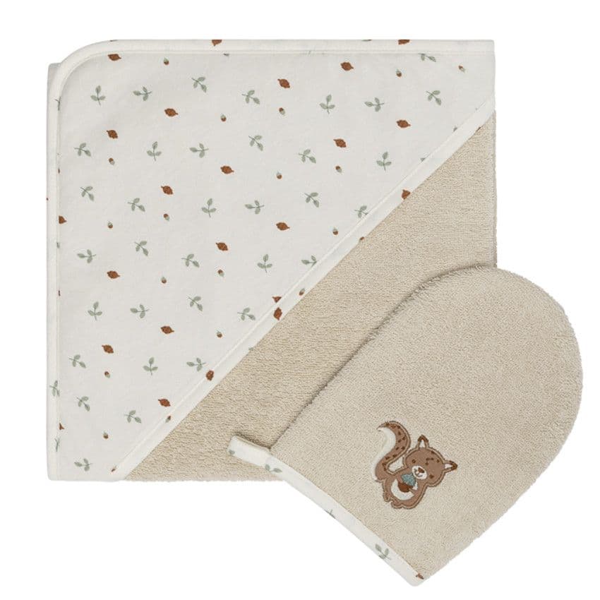 PREMAMAN Set de bain avec cape et gant de toilette Roi des Forêts beige - Beige - Sorties de bain - Bain