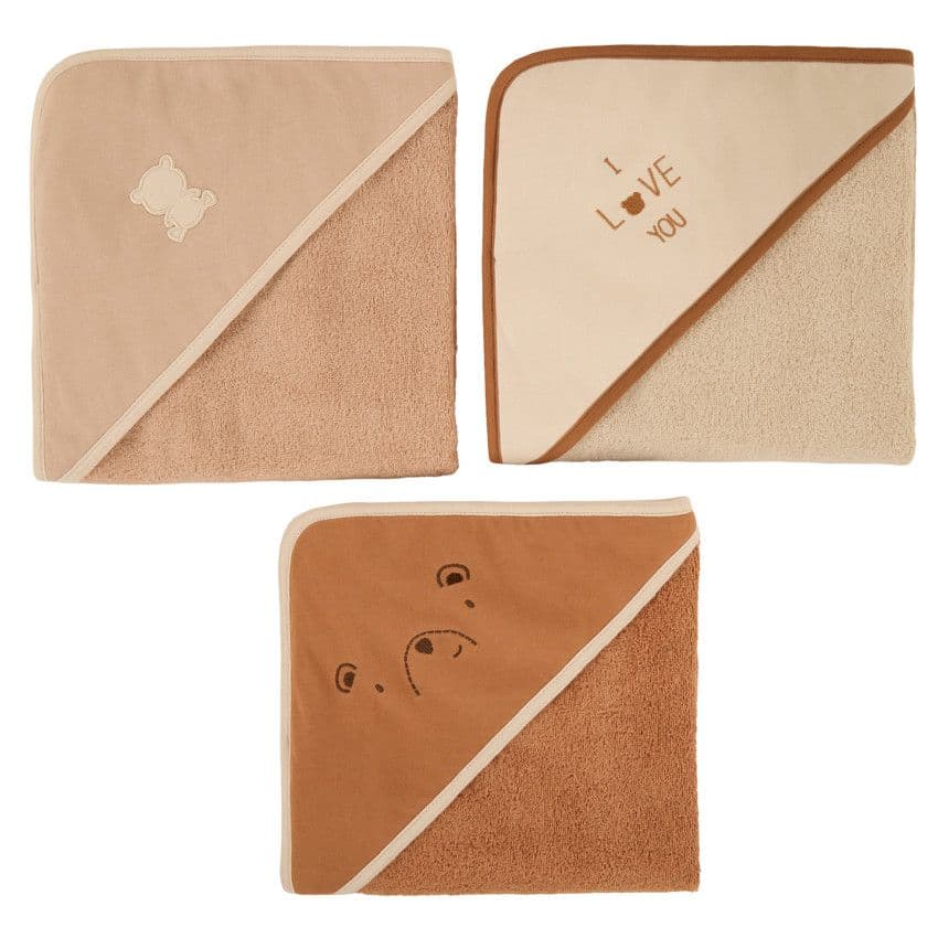 PREMAMAN Lot de 3 capes de bain en éponge beige/marron - Beige - Sorties de bain - Bain