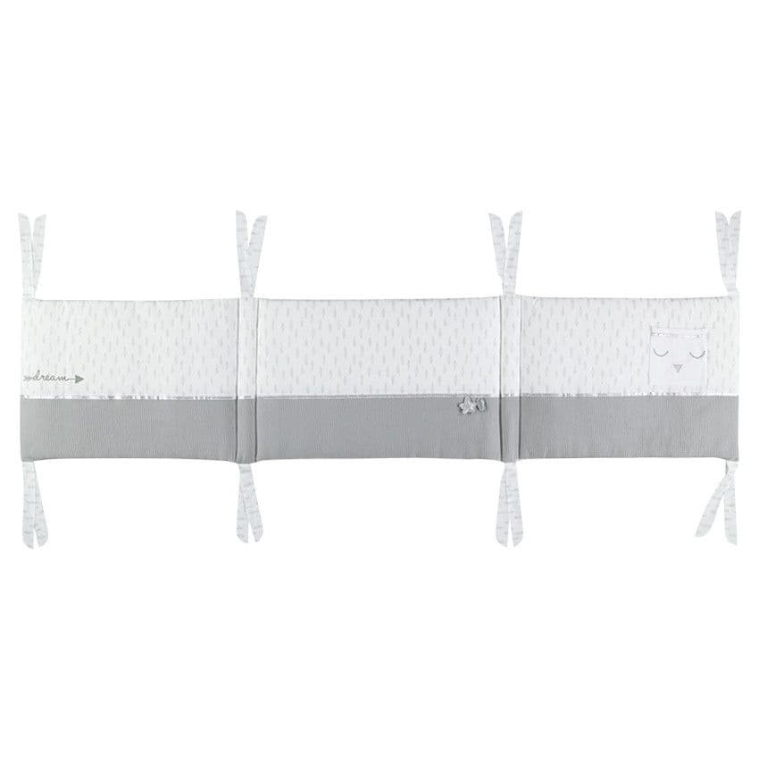 PREMAMAN Tour de lit 3 pans à imprimé fantaisie et hibou brodé - Blanc - Chambres, lits et berceaux  - Sommeil