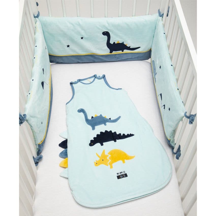 PREMAMAN Tour de lit 3 pans Mes amis les dinos - Bleu - Chambres, lits et berceaux  - Sommeil