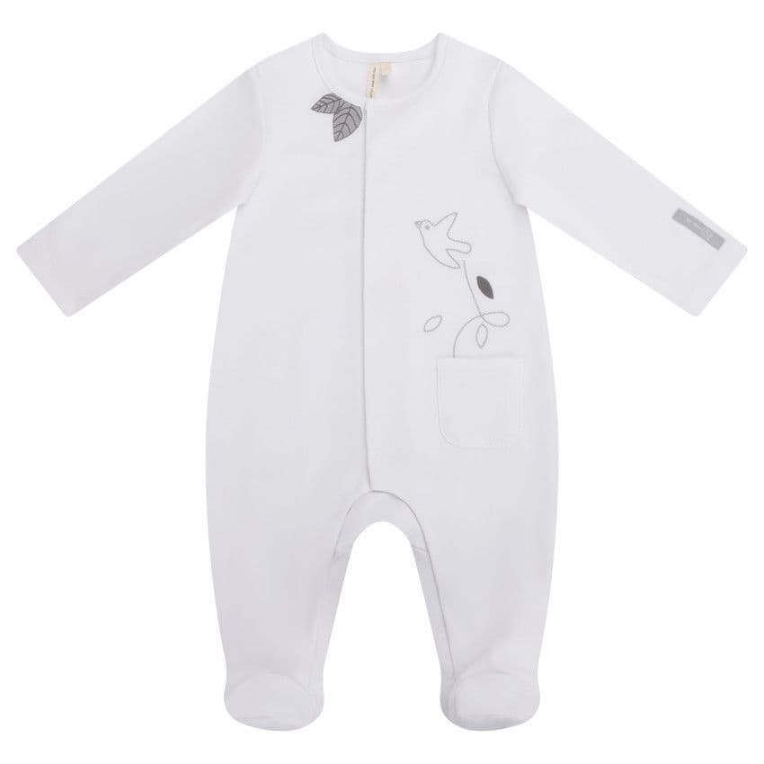 PREMAMAN Dors-bien interlock motif oiseau pour bébé fille - Blanc - 12 mois - Pyjama, dors bien - Bébé fille