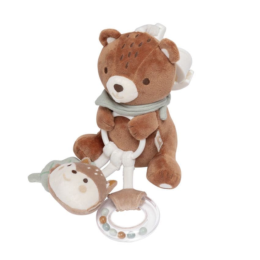PREMAMAN Peluche d'activités à suspendre ourson Roi des Forêts - Chocolat - Doudous et peluches - Éveil et jeux