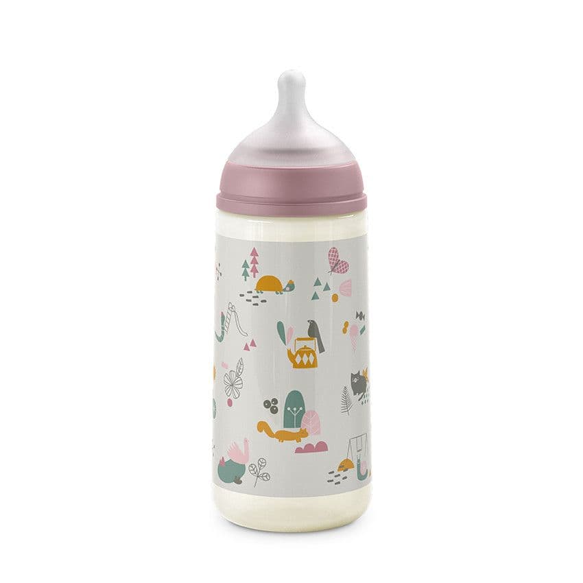 SUAVINEX Biberon avec tétine symétrique SX Pro L 360 ml Walk in the park rose - Bleu - Biberonnerie - Repas