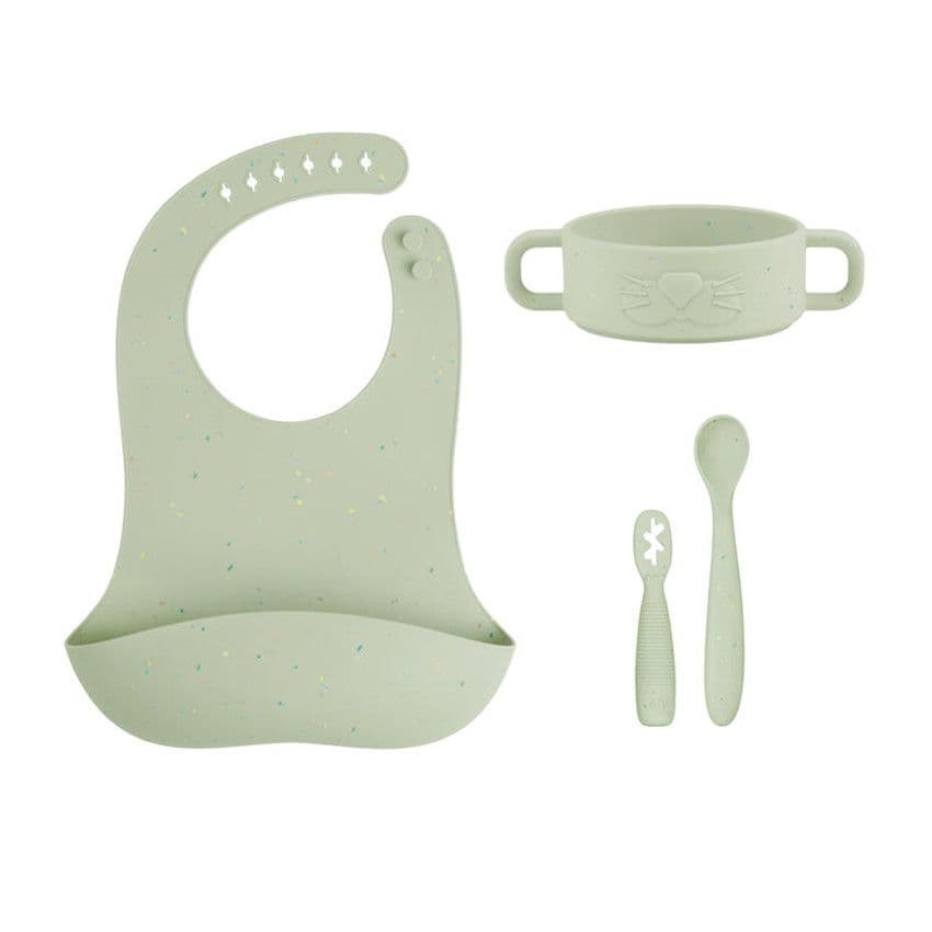BABYMOOV Set de repas bébé Mini Arty vert - Bleu - Repas 2ème âge - Repas